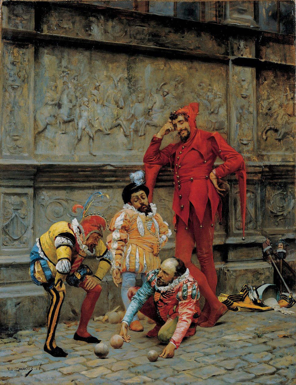 Bobo da corte que joga Cochonnet, 1868 de Eduardo Zamacois y Zabala