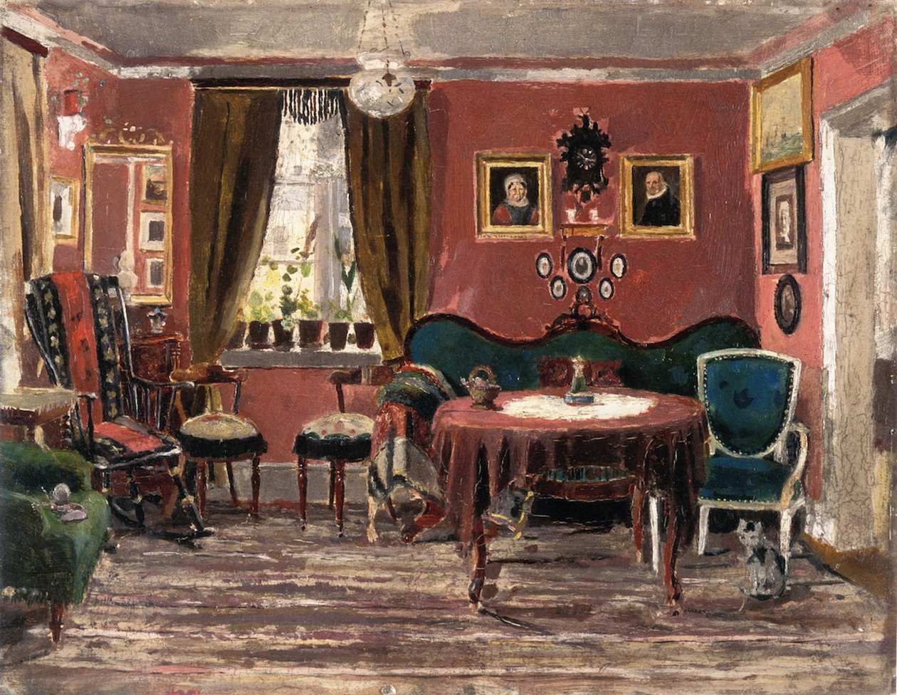 A Sala de Estar das Misses Munch in Pilestredet 61 (1881) de Edvard Munch