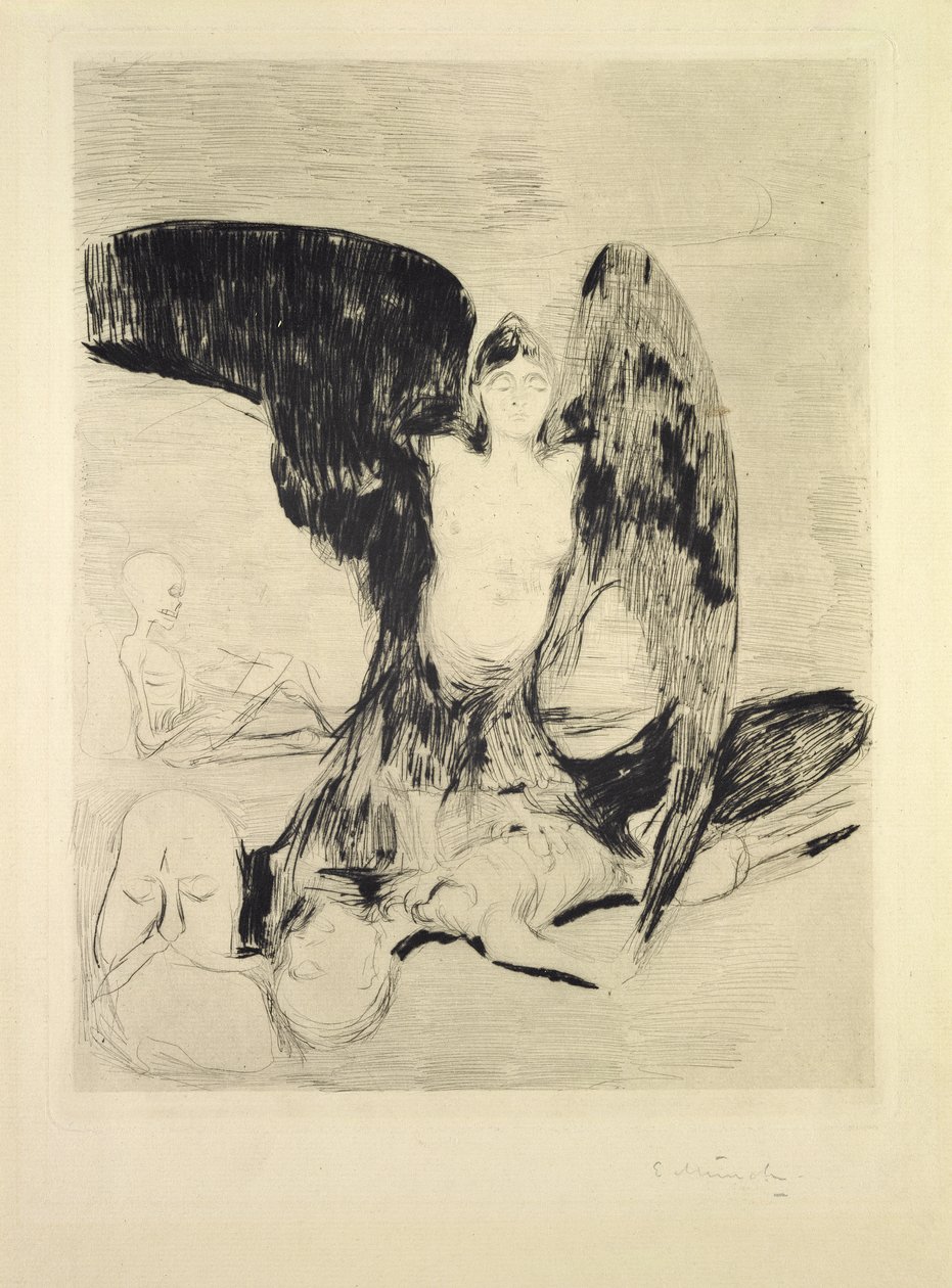 Vampiro, 1894 (tinta indiana sobre papel) de Edvard Munch