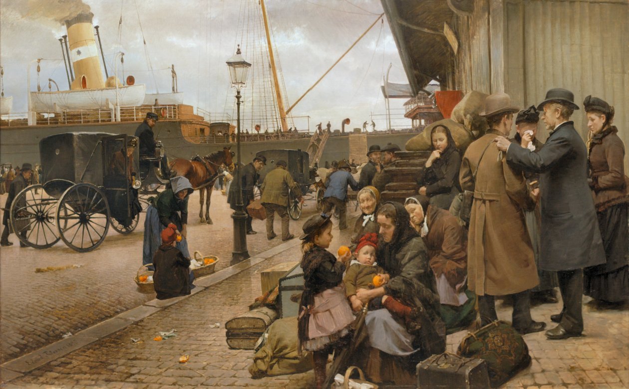 Emigrantes em Larsens Plads de Edvard Petersen
