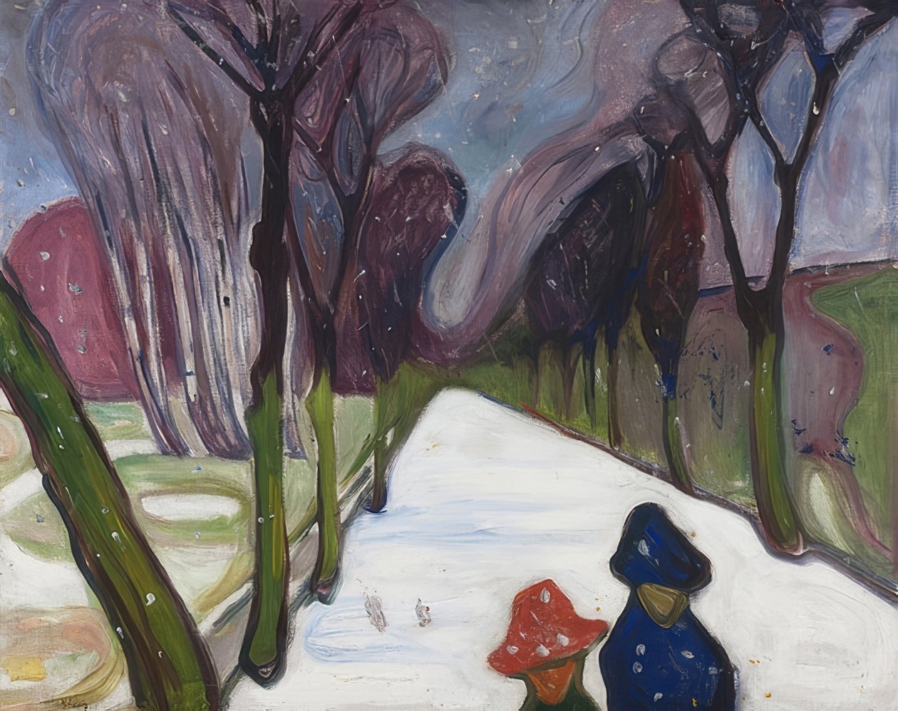 Beco na enxurrada de neve. 1906 de Edvard Munch