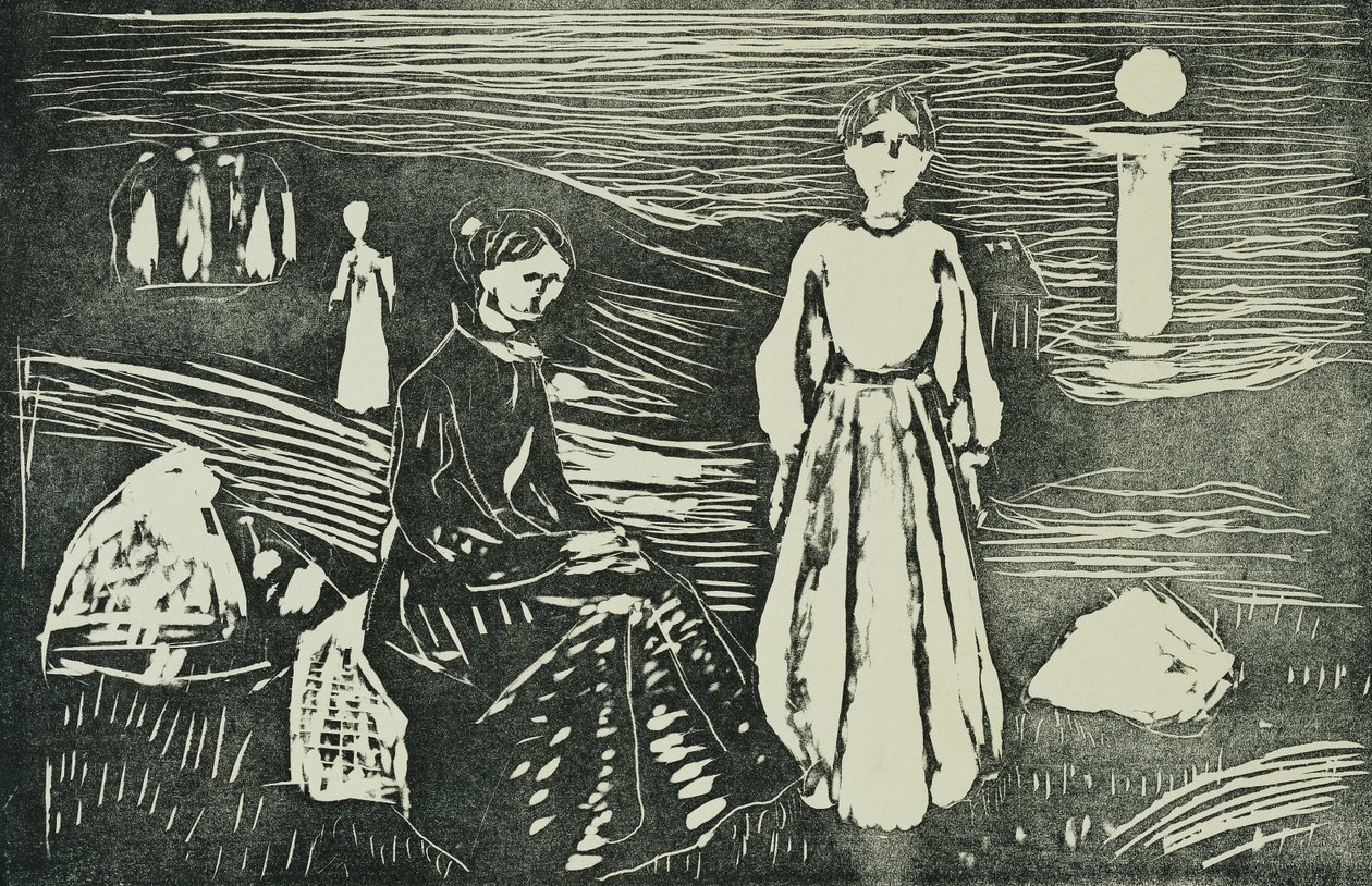 Mulheres à beira-mar na noite de verão (SSH. 339) de Edvard Munch