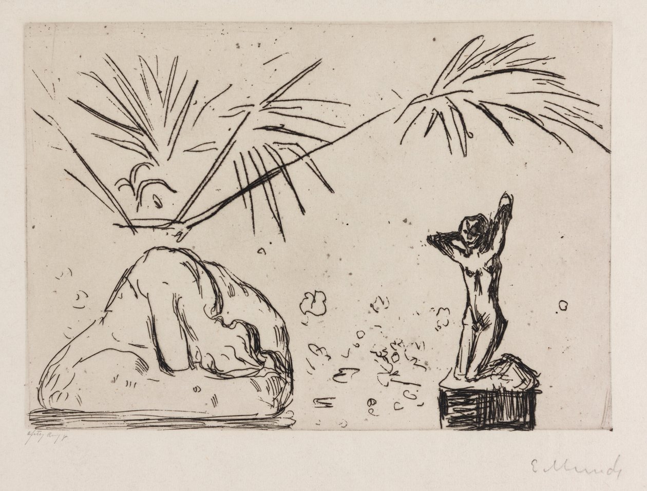 Interior com esculturas de Edvard Munch
