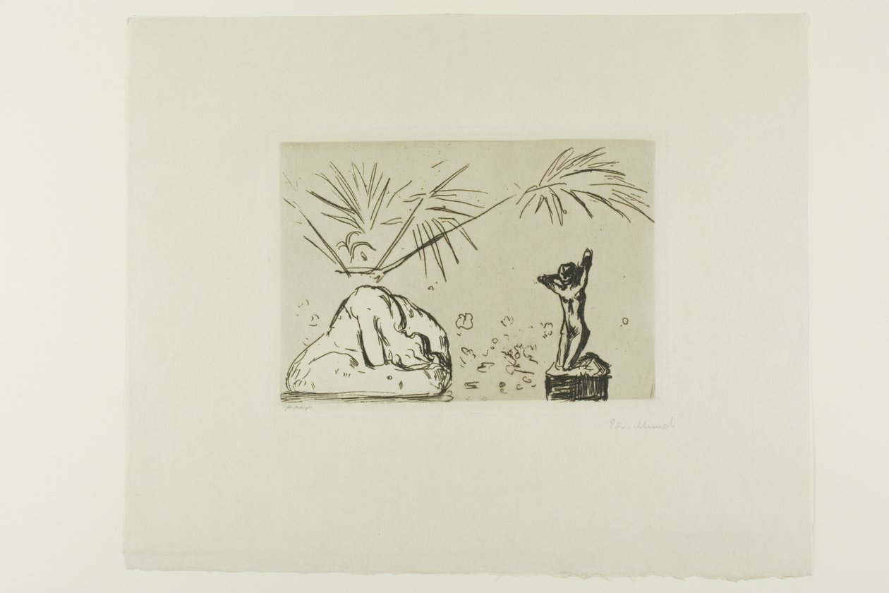Interior com esculturas de Edvard Munch