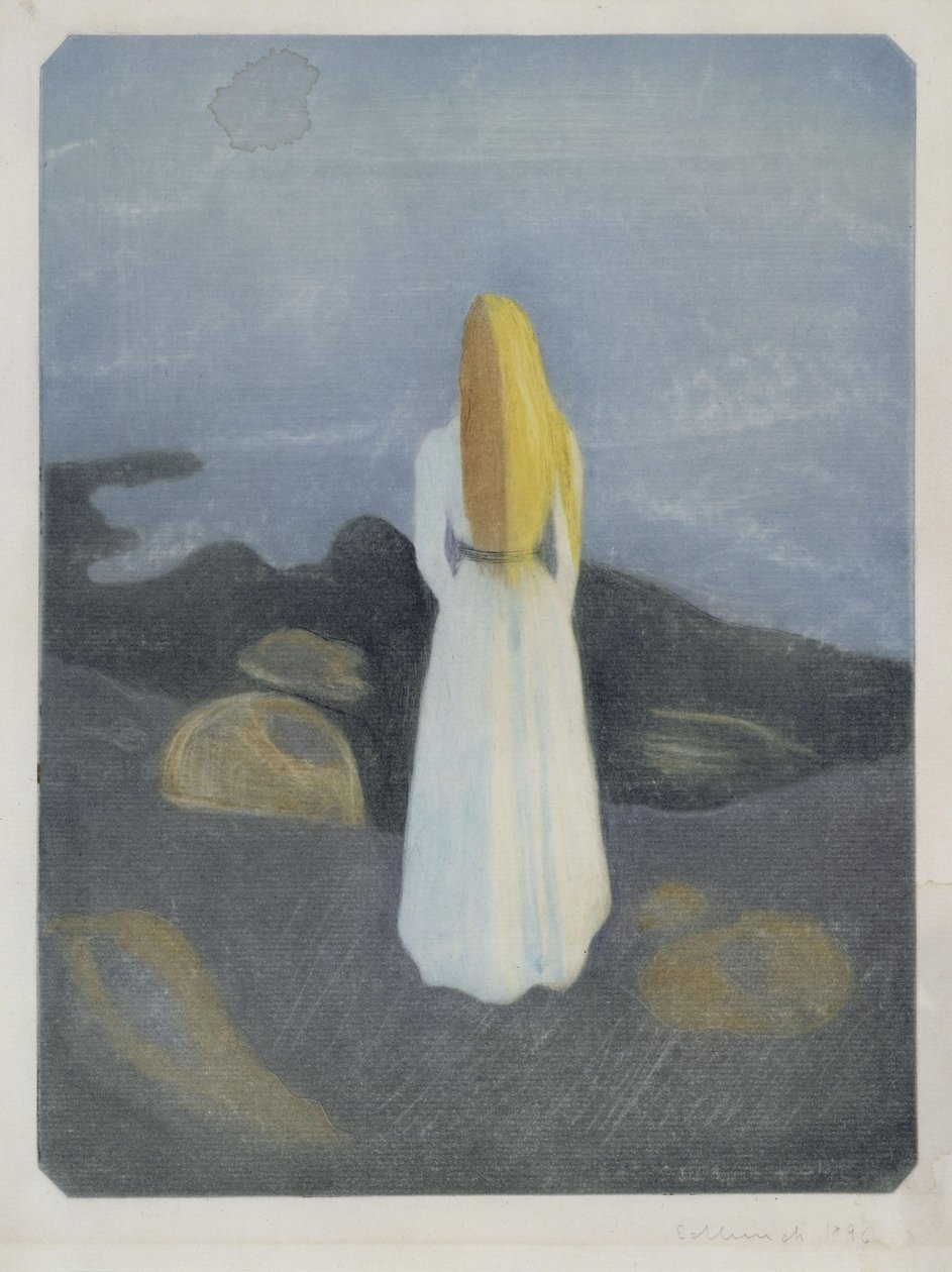 Jovem mulher na praia (A solitária) de Edvard Munch