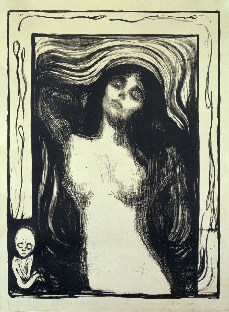 Madonna, Mulher Amorosa (Madonna, Liebendes Weib) (xilogravura) de Edvard Munch