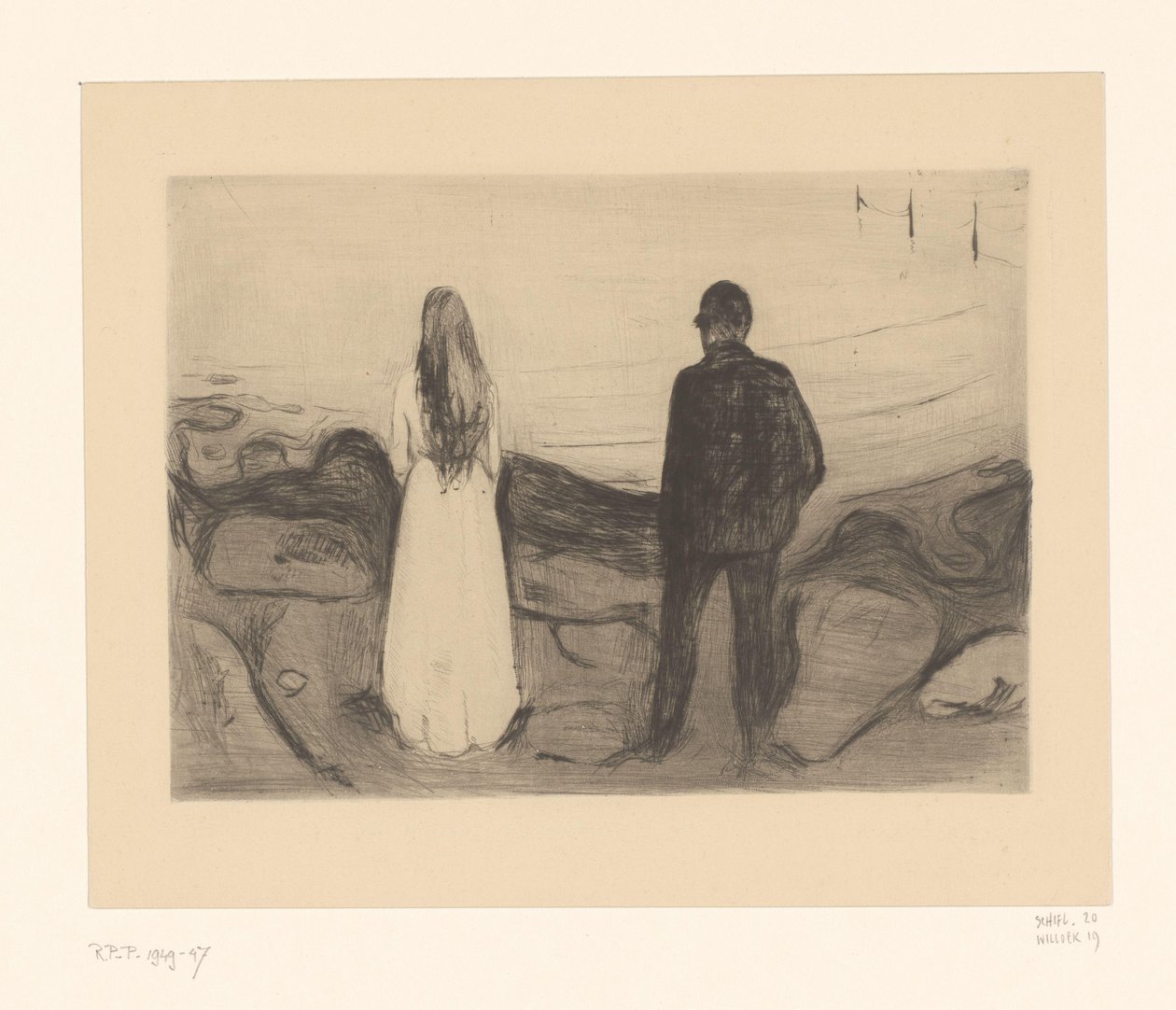 Homem e mulher em pé na praia Duas pessoas (título original) de Edvard Munch