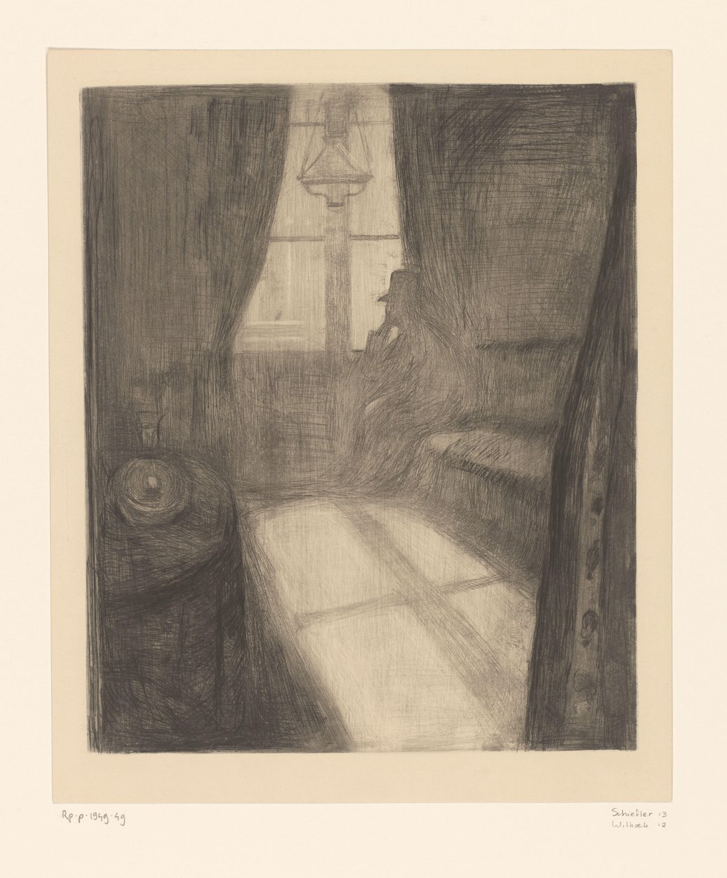 Homem no interior sentado junto à janela
Luz da lua. Noite em Saint-Cloud (título original) de Edvard Munch