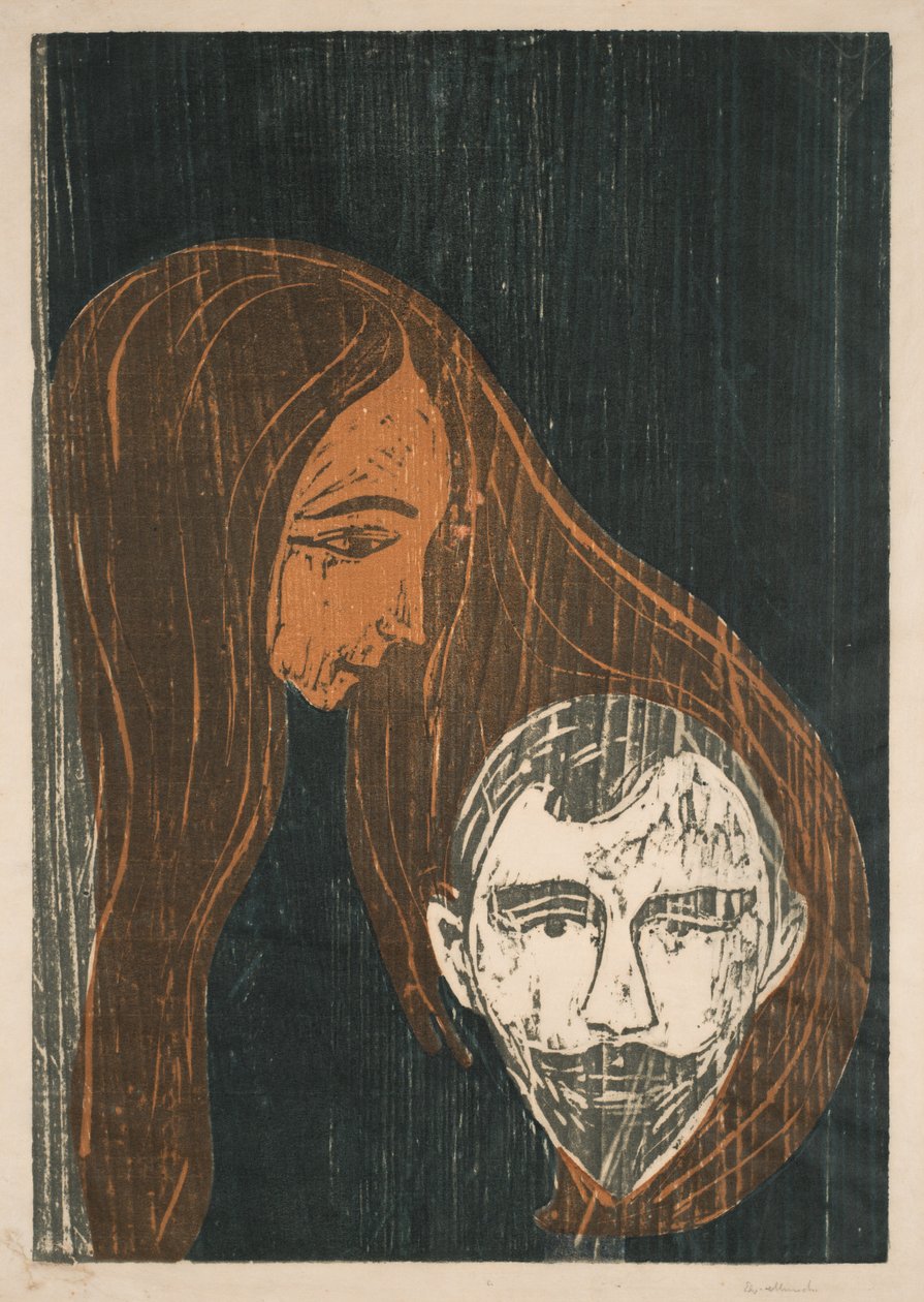 Cabeça de homem no cabelo de uma mulher de Edvard Munch