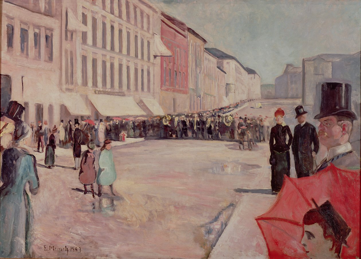 Banda Militar na Rua Karl-Johann, Oslo de Edvard Munch