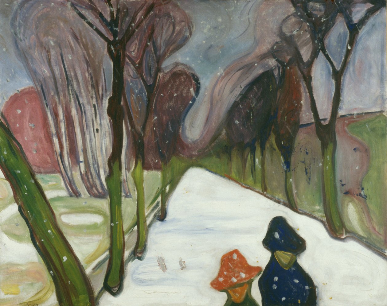 Neve nova na avenida de Edvard Munch