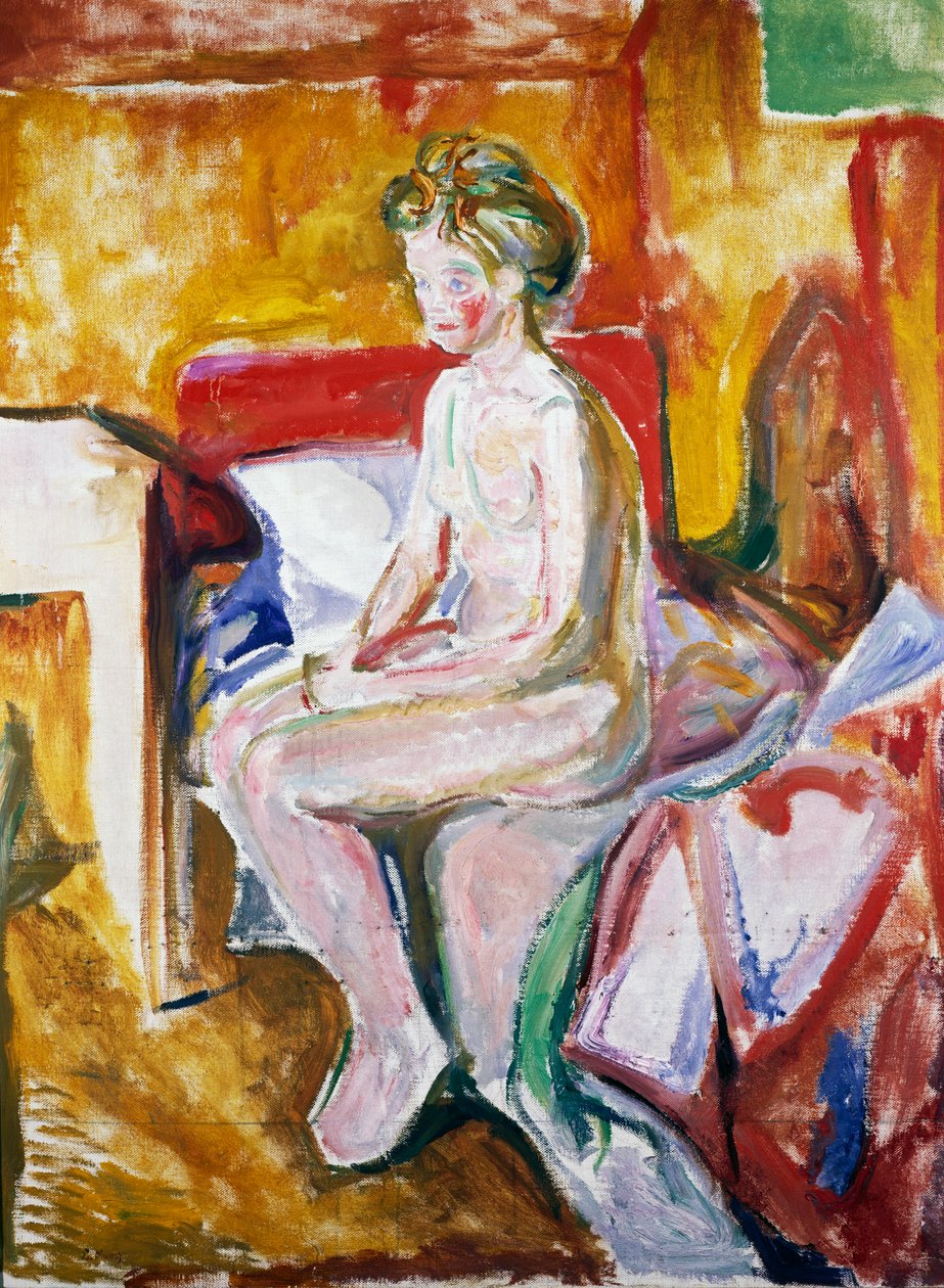 Nua na beira da cama de Edvard Munch
