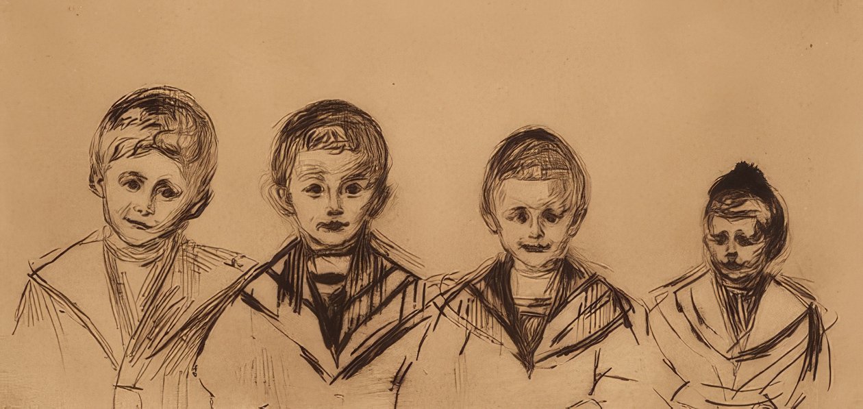 Retrato dos quatro meninos tília. 1902 de Edvard Munch