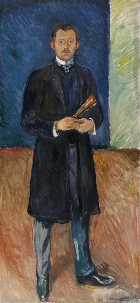 Auto-retrato com escovas de Edvard Munch