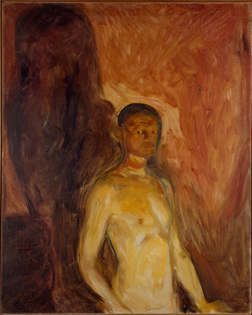 Self Portrait in Hell Painting by Edvard Munch (1863-1944) 1895 aproximadamente. Sol. 81,5x65,5 cm Oslo, Kommunes Kunstsamlinger Munch-Museet (Musee Munch) de Edvard Munch