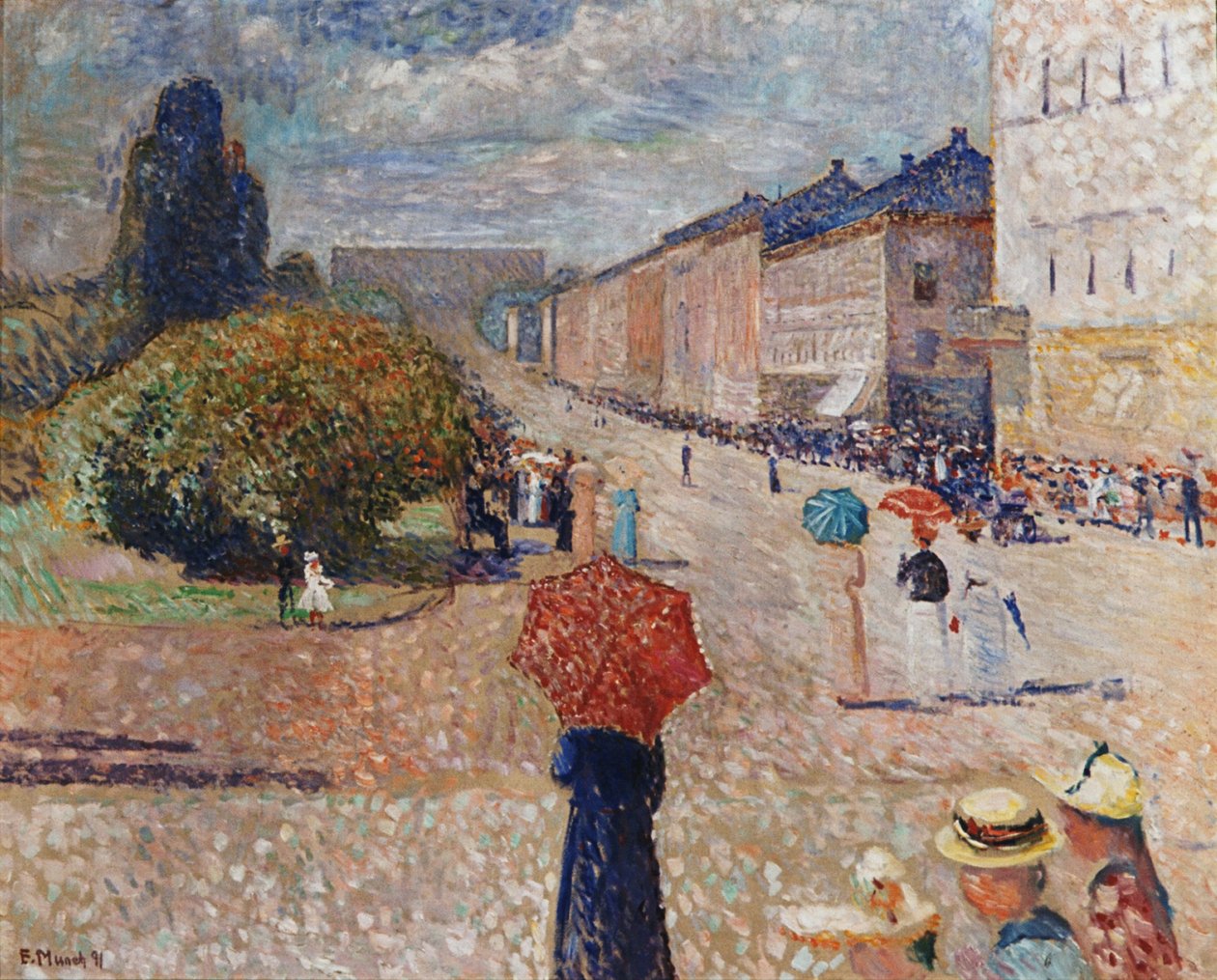 Dia de primavera na rua Karl Johan de Edvard Munch