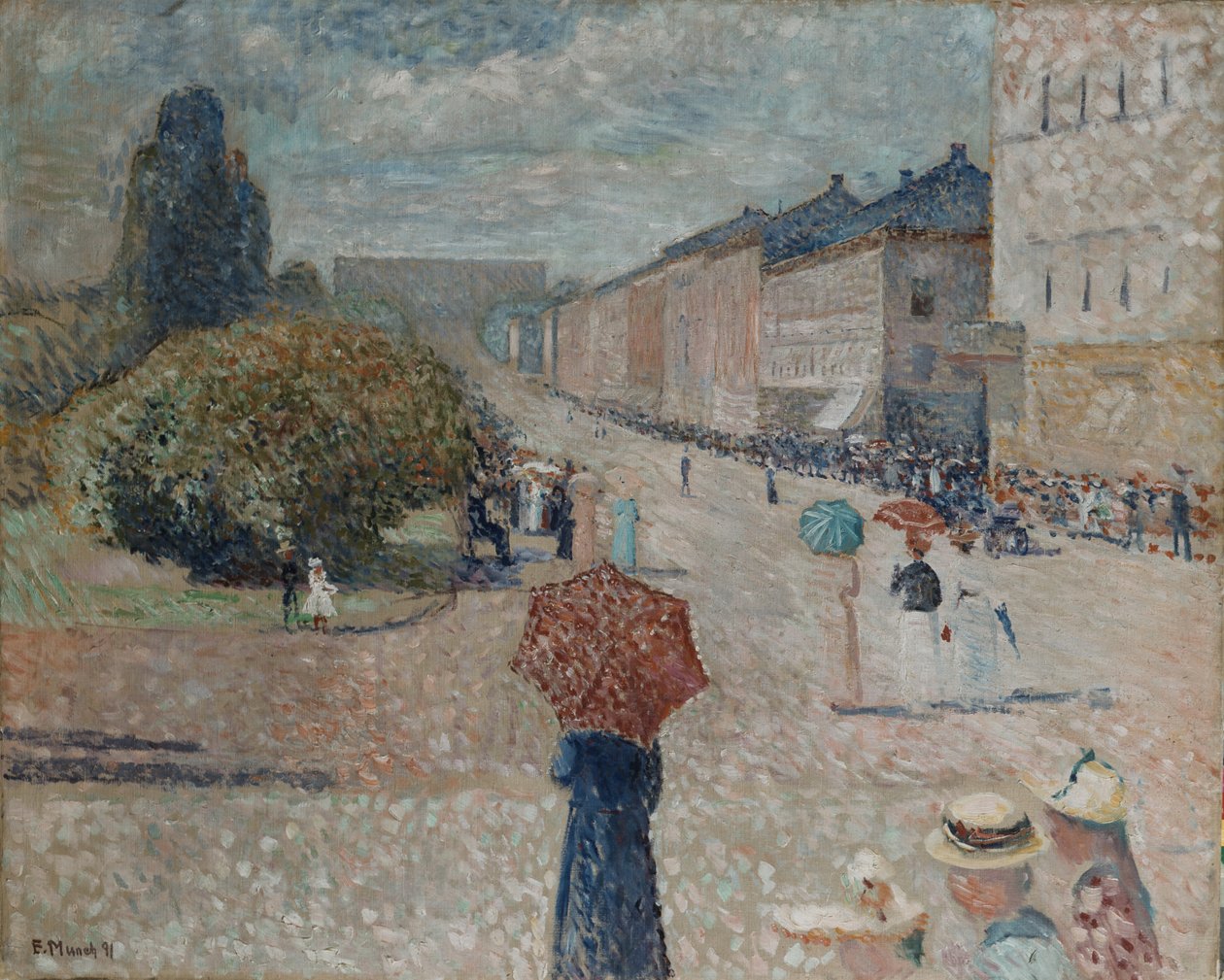Dia de primavera em Karl Johan de Edvard Munch