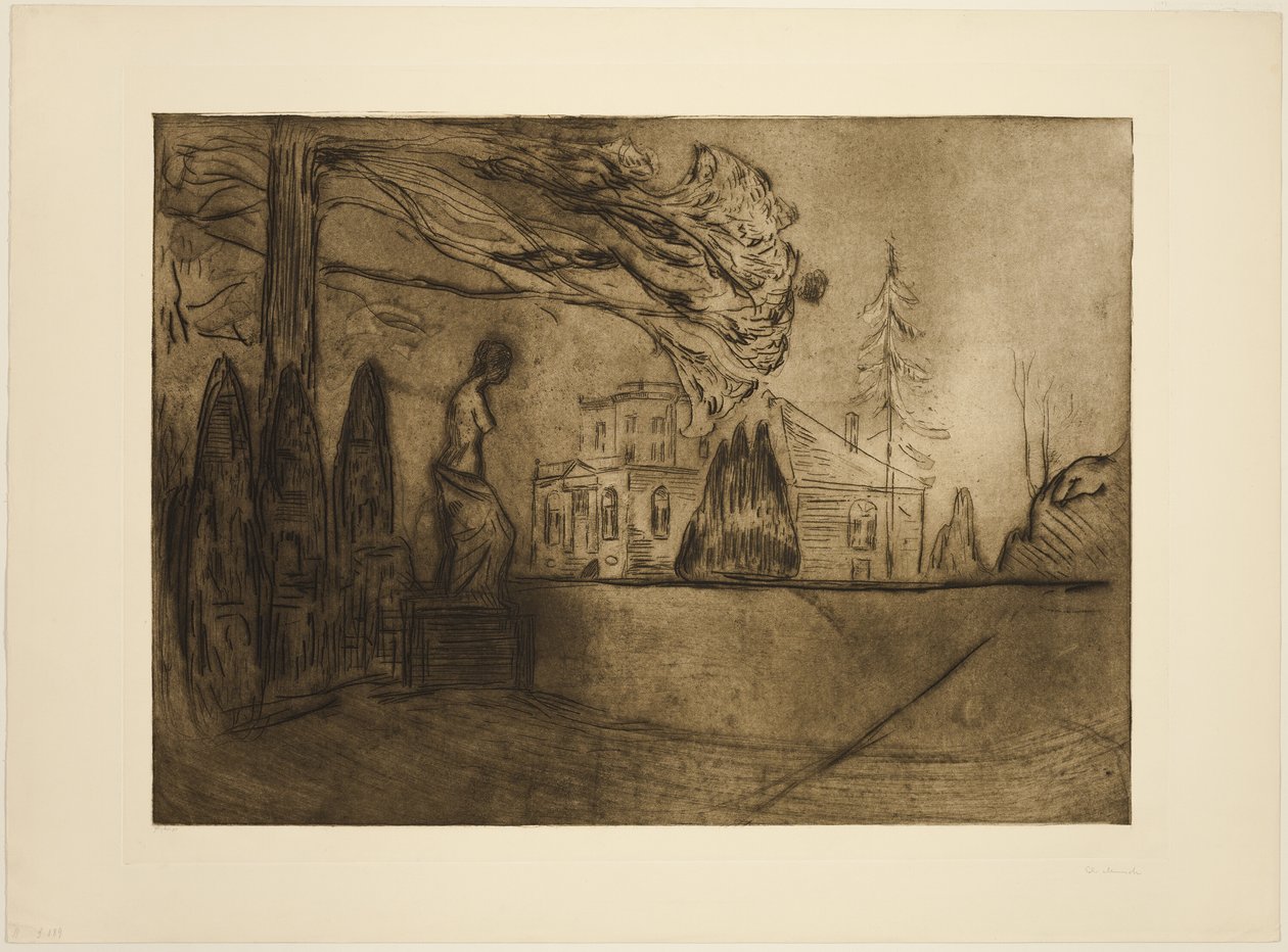O jardim à noite de Edvard Munch