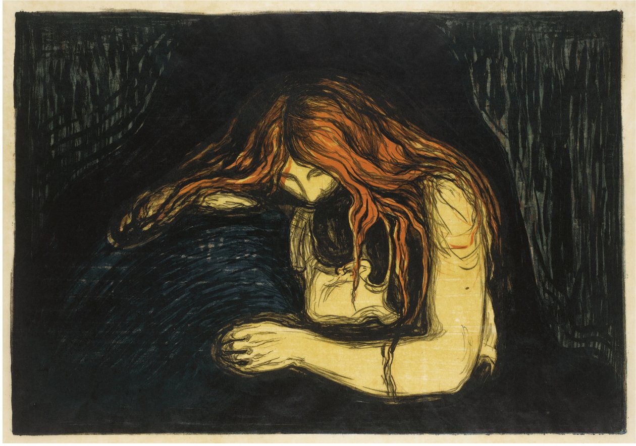 O Vampiro II, 1895-1900 de Edvard Munch