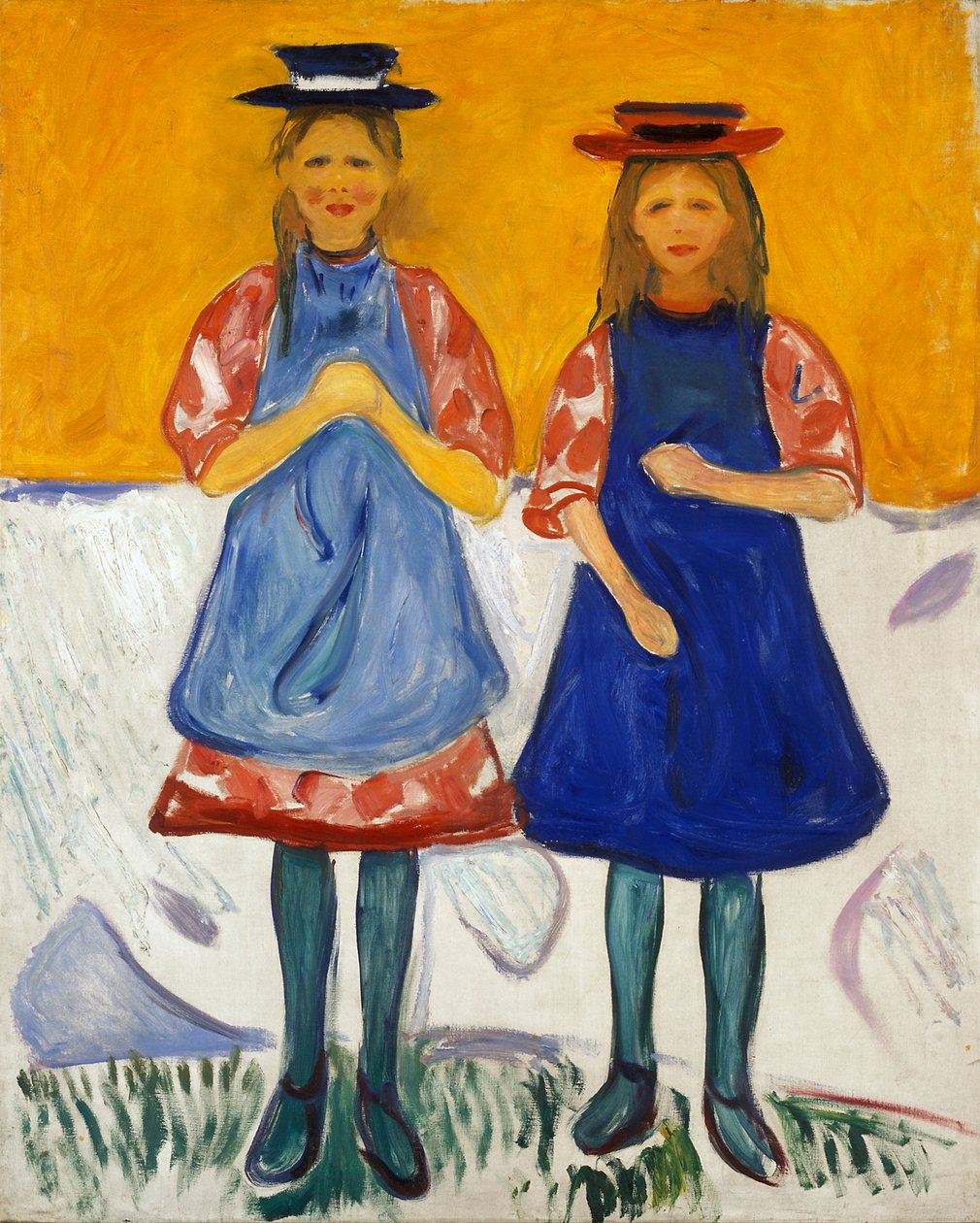 Duas meninas com aventais azuis de Edvard Munch
