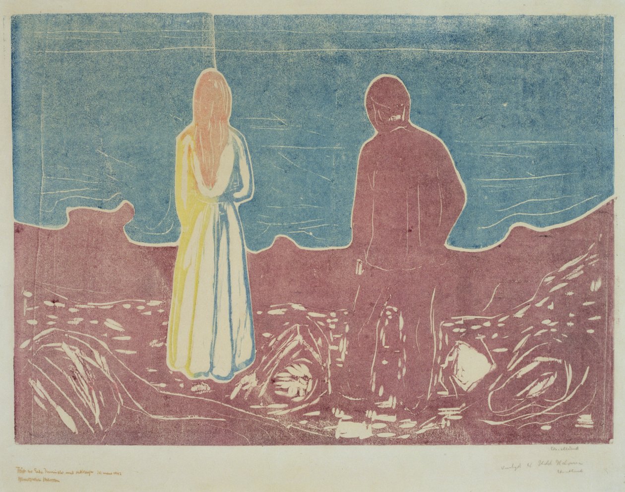 Duas pessoas, 1899 (os solitários) de Edvard Munch