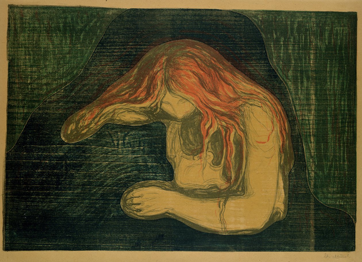 Vampiro (litografia e xilogravura) de Edvard Munch