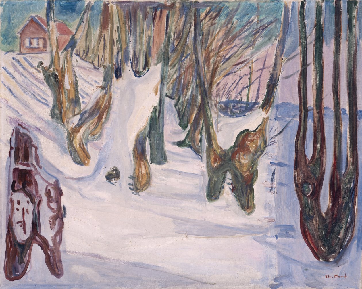 Paisagem de Inverno com casa de Edvard Munch