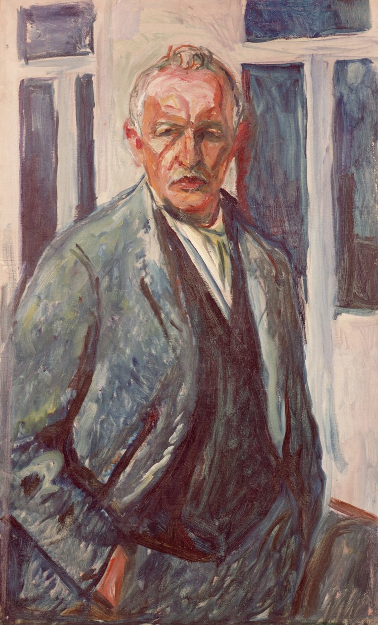 Com as duas mãos nos bolsos das calças de Edvard Munch