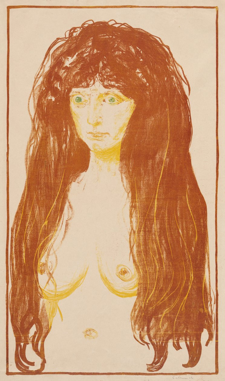 Mulher de cabelo ruivo e olhos verdes (O pecado) de Edvard Munch