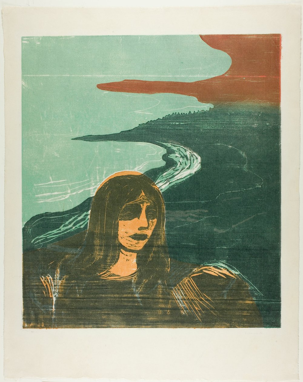 Cabeça de mulher contra a margem de Edvard Munch