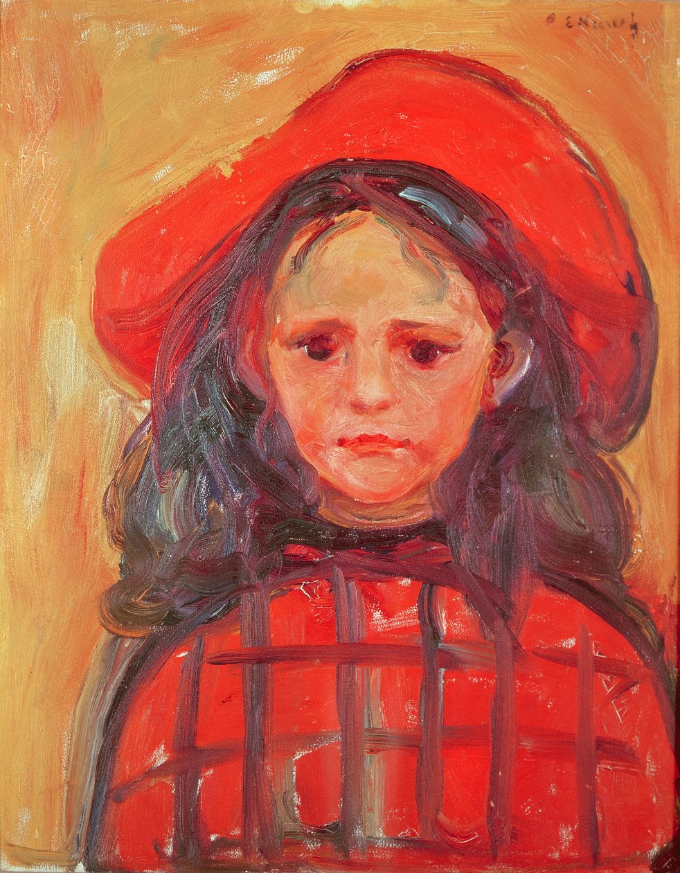 Menina jovem, em, um, chapéu vermelho de Edvard Munch