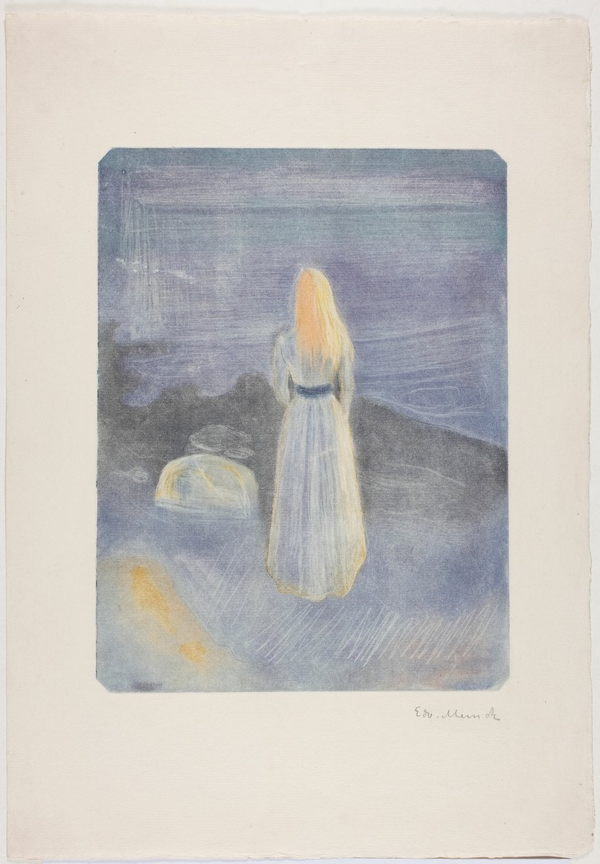 Mulher jovem na praia de Edvard Munch