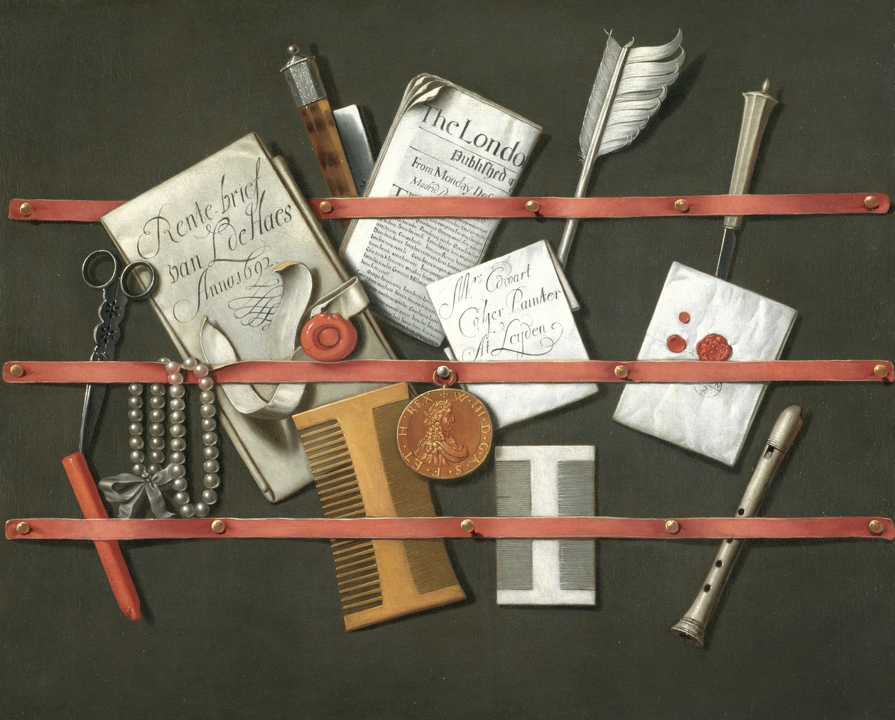 Ainda vida, um rack de carta, 1692 de Edwaert Colyer or Collier