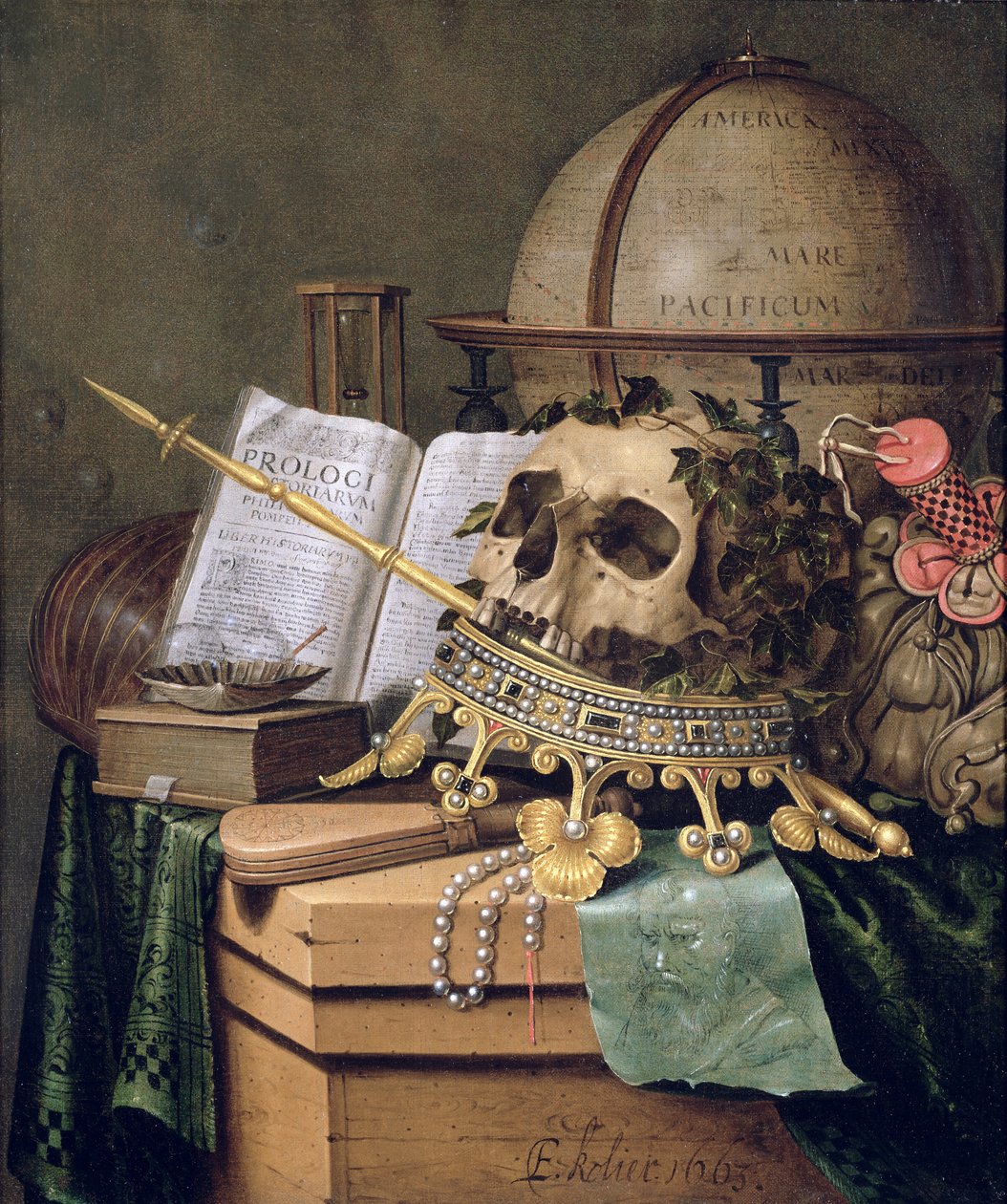 Vanitas, (uma natureza morta alegórica) de Edwaert Colyer or Collier