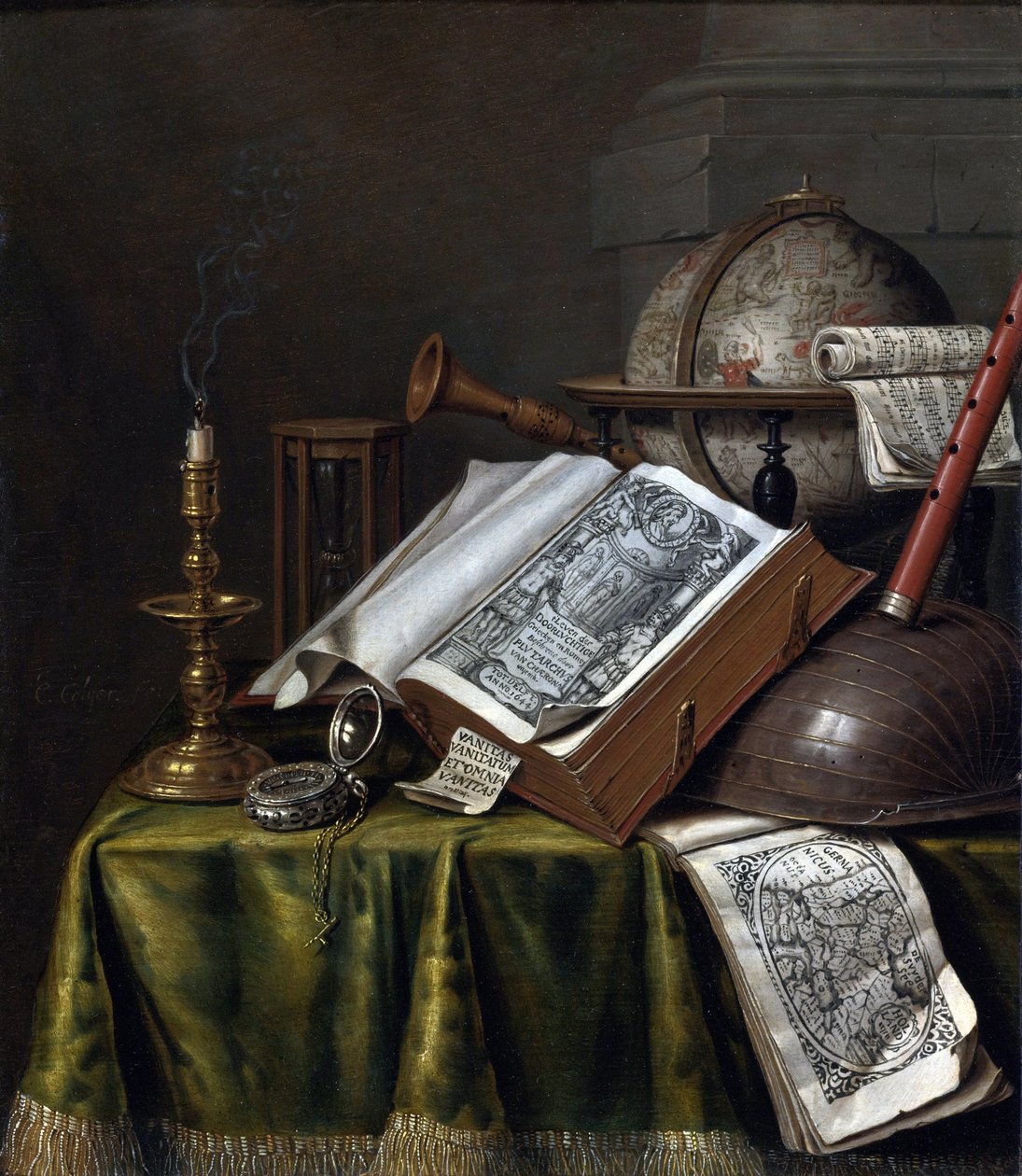 Vanitas Still Life par Edwaert Collier (1642-1708), - Óleo sobre madeira, 29x25,1 - Colecção Privada de Edwaert Colyer or Collier