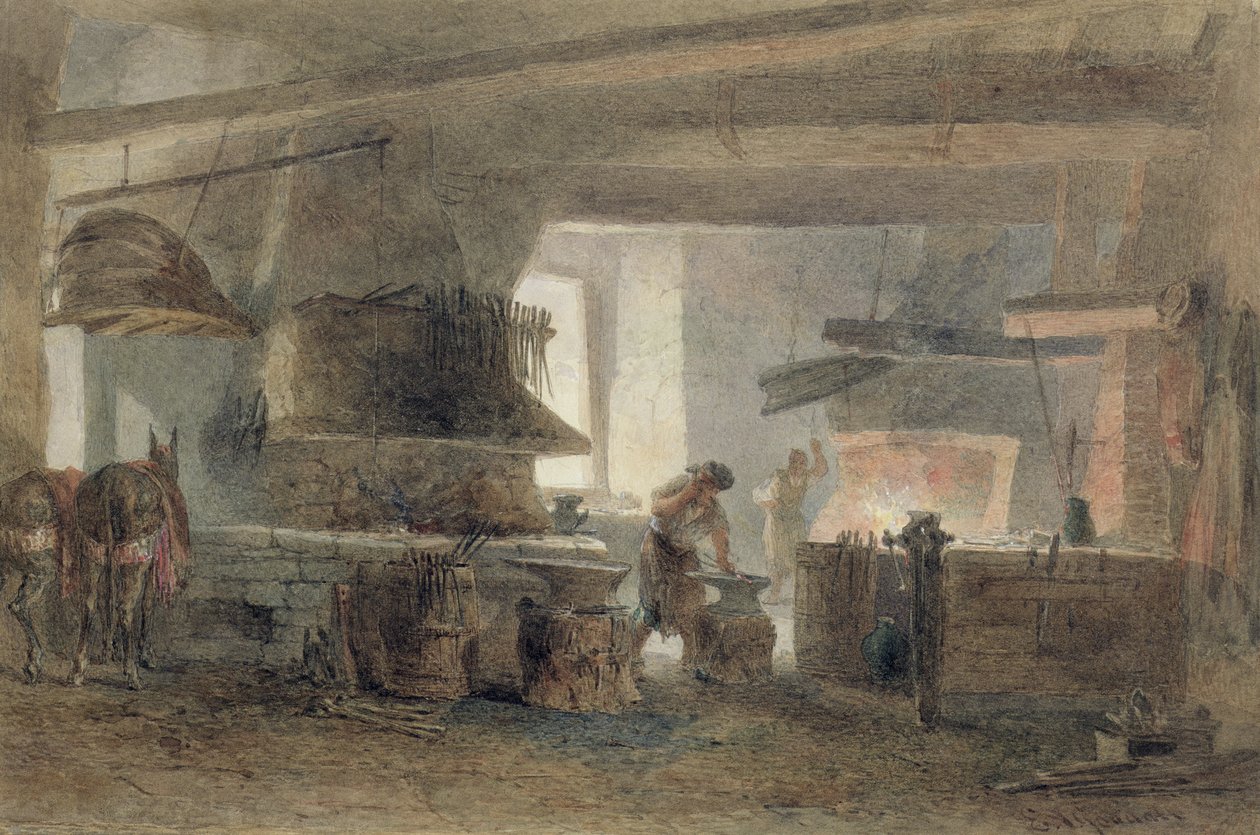 Um Smithy em Sevilha (wc, caneta e tinta no papel) de Edward Angelo Goodall