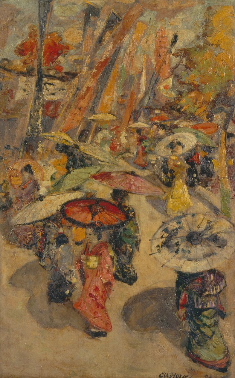 Cena de rua, Tóquio de Edward Atkinson Hornel