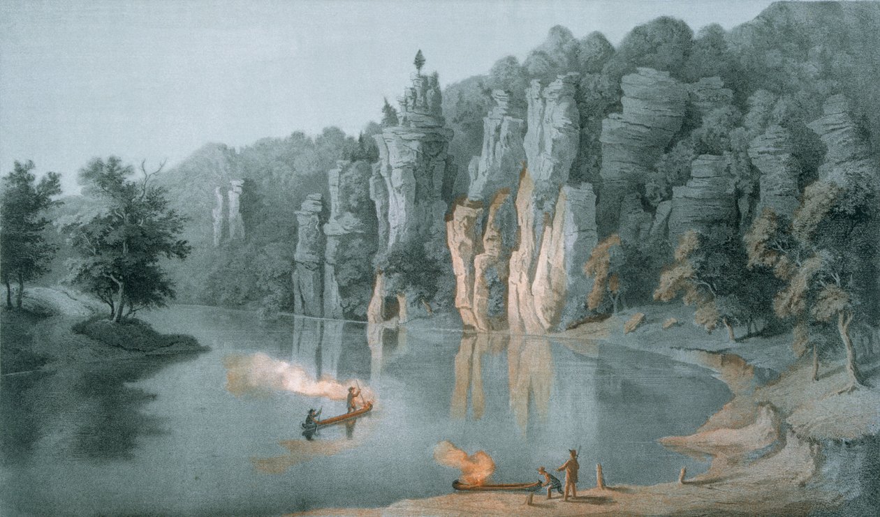 Bullard Rock no Rio Novo, perto de White Sulphur Springs, Condado de Giles, 1858 de Edward Beyer