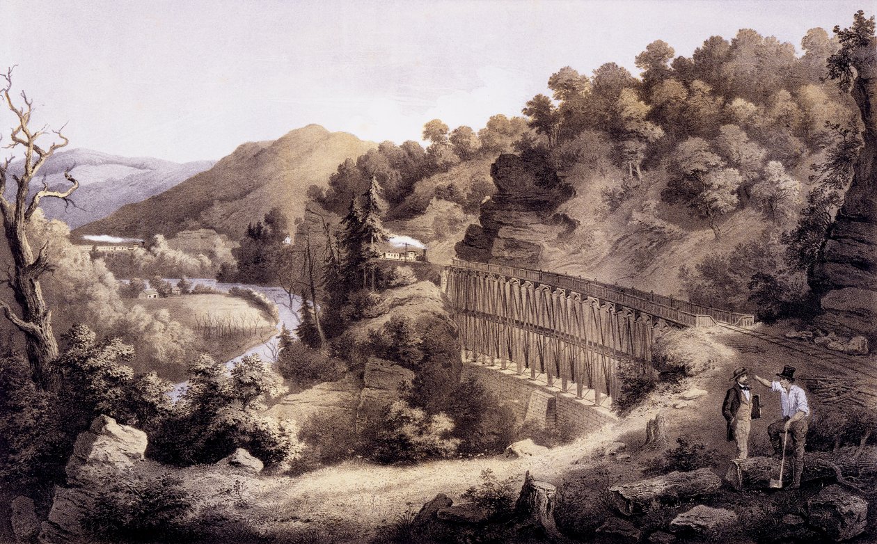 Viaduto em Cheat River, de &39;Album of Virginia&39;, 1858 de Edward Beyer