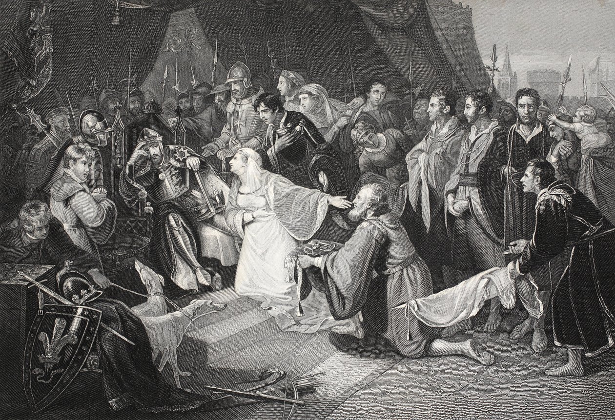 A rendição de Calais, 4 de agosto de 1347, gravada por John Young de Edward Bird
