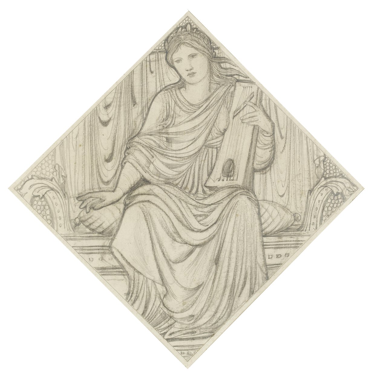 Um, mulher, com, um, lyre de Edward Burne Jones