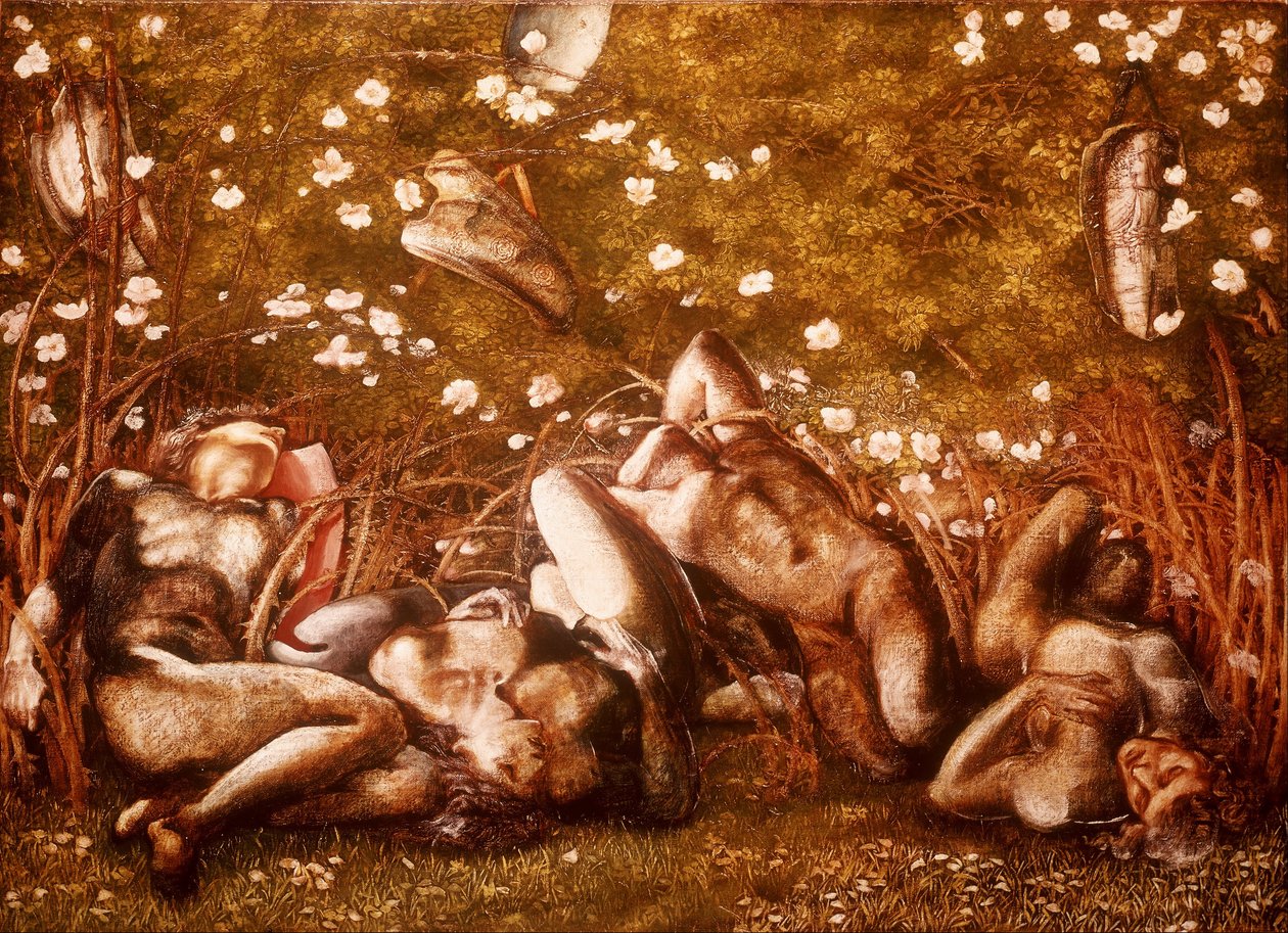 Estudo para os cavaleiros adormecidos de Edward Burne Jones