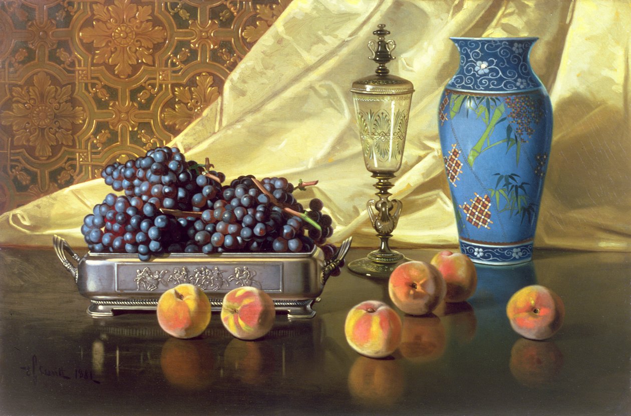 Ainda vida com pêssegos, 1881 de Edward Chalmers Leavitt