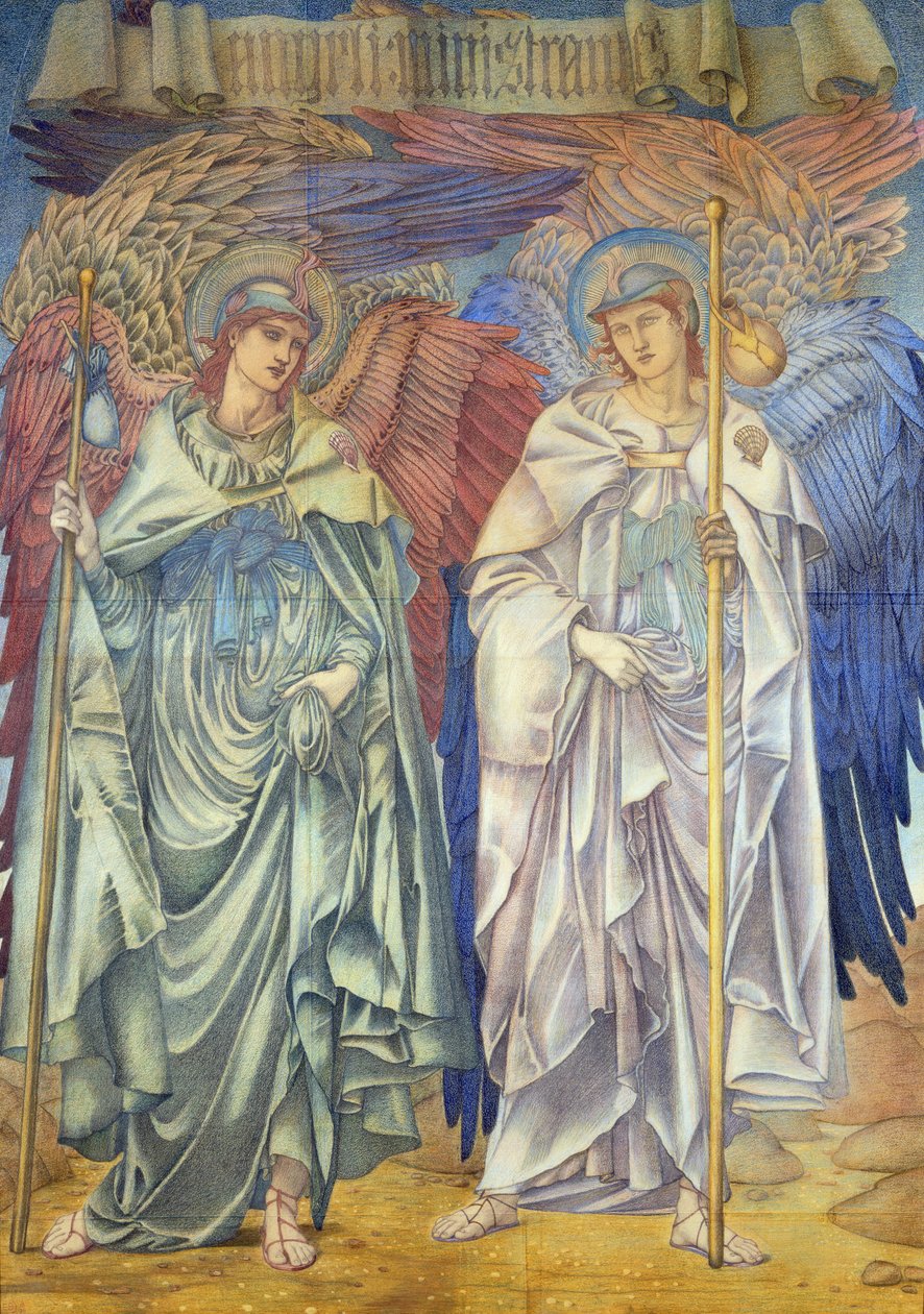 Angeli Ministrantes (design para uma janela na Catedral de Salisbury, também para tapeçarias) de Edward Burne Jones