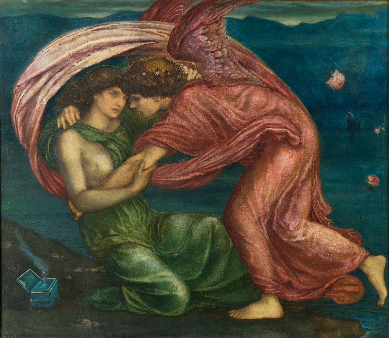 Cupid Delivering Psyche, 1867 (mídia mista) de Edward Burne Jones