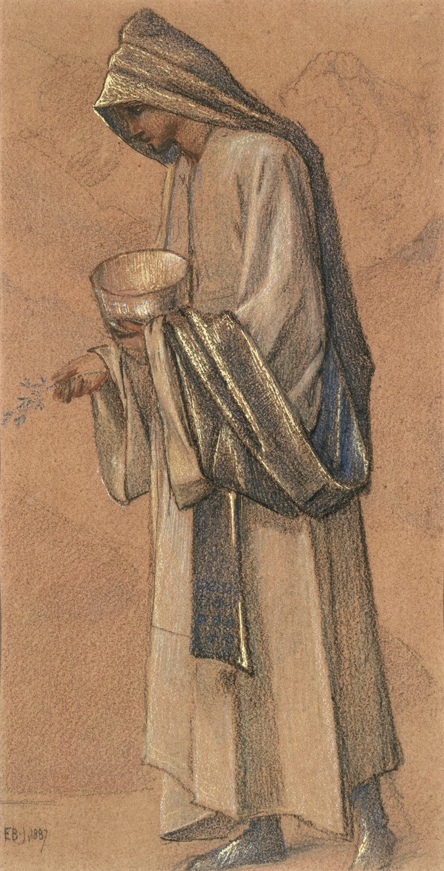 Rei Balthazar, 1887 (giz colorido e ouro) de Edward Burne Jones
