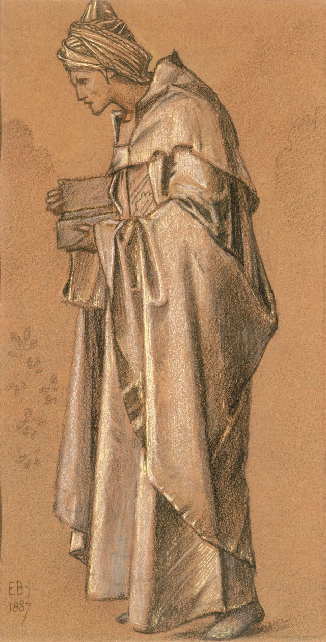 Rei Caspar, 1887 (giz colorido e ouro) de Edward Burne Jones