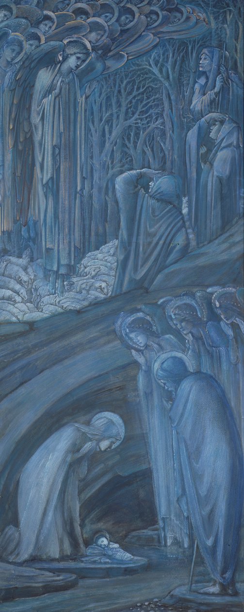 Natividade, 1887 (guache e tinta dourada sobre papel) de Edward Burne Jones