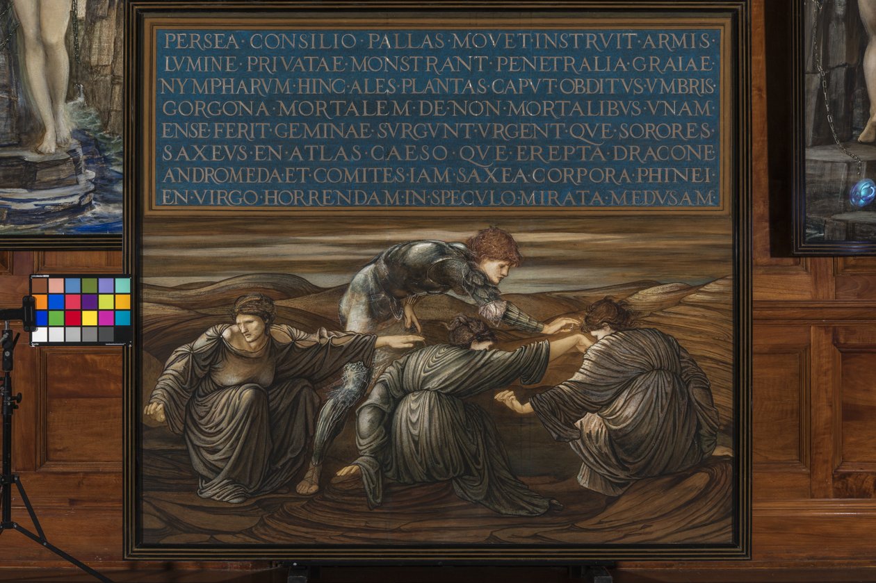 Perseu e as Graias, 1877 (mídia mista no papel) de Edward Burne Jones