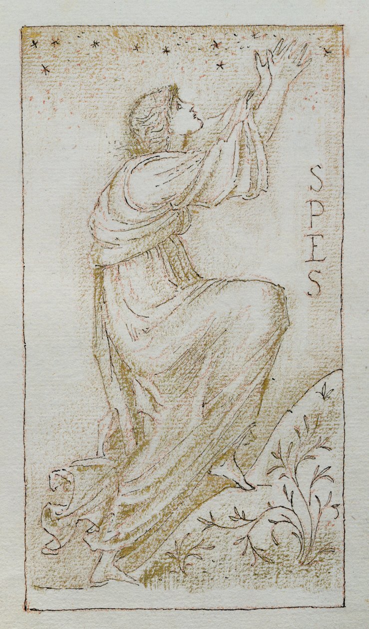 Spes (tinta e ouro no papel) de Edward Burne Jones